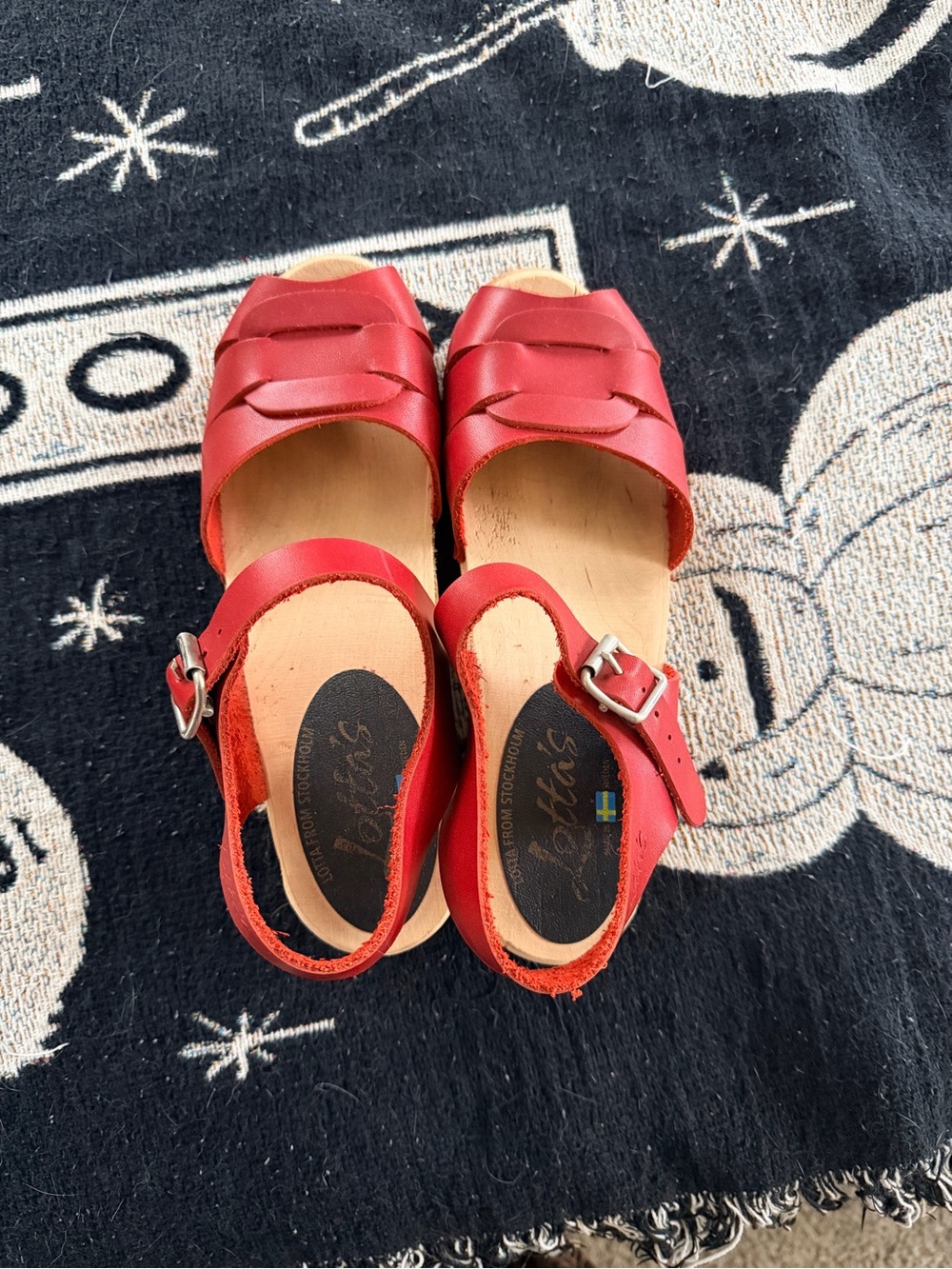 Lotta From Stockholm Red Leather Clog Sandals